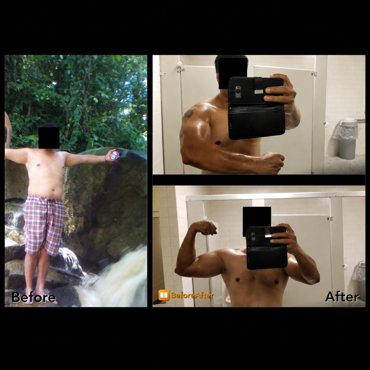 Before-and-after photos of James, who trained with Abigail for 10 months training.